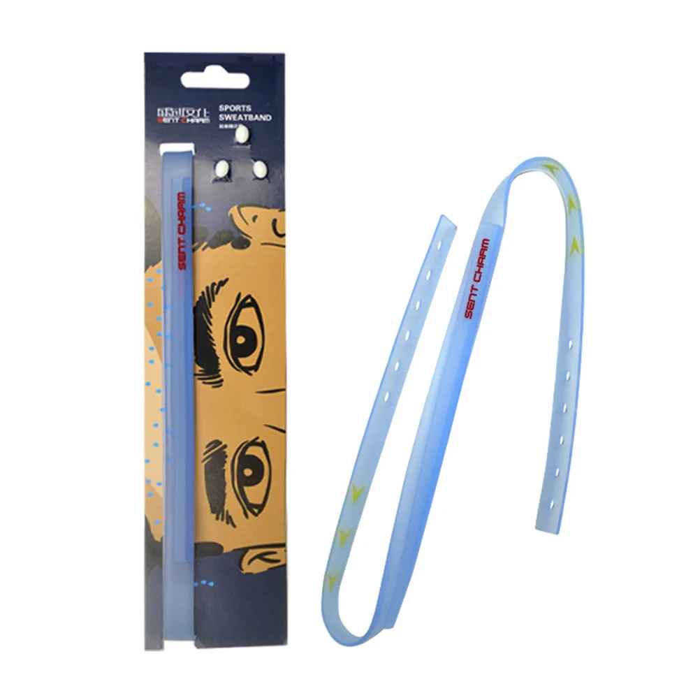 

Silicone Sweat Band Adjustable Soft Elastic Headband For Sports Yoga Running Gym Fitness Activities Sky-Blue