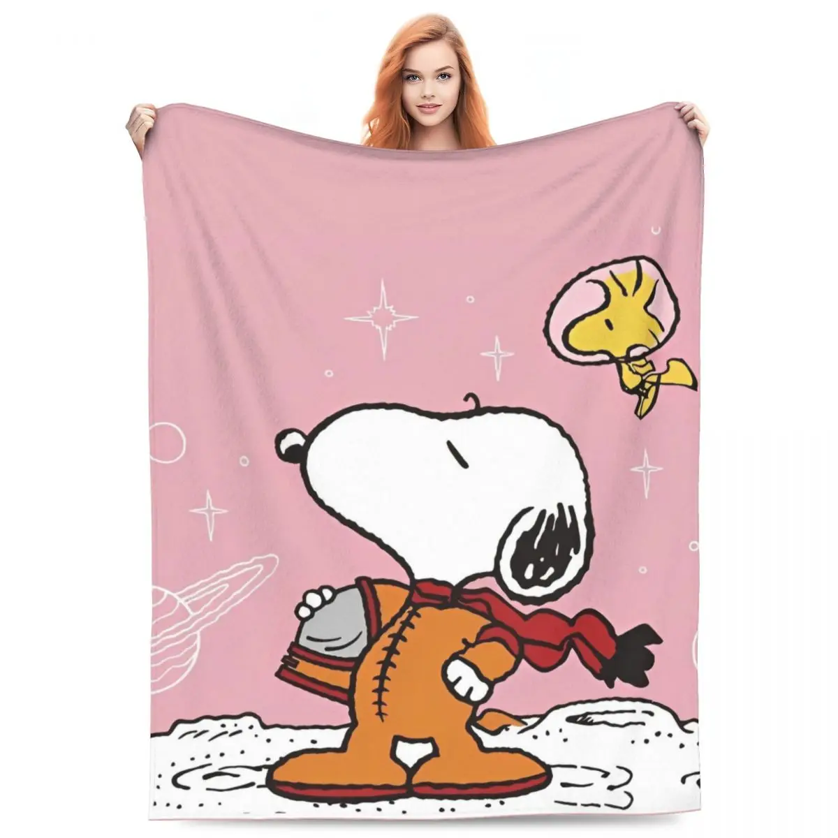 

Astronaut Snoopy Blankets Picnic Flannel Throw Blanket For Living Room Super Soft Design Quality Bedspread Gift Idea