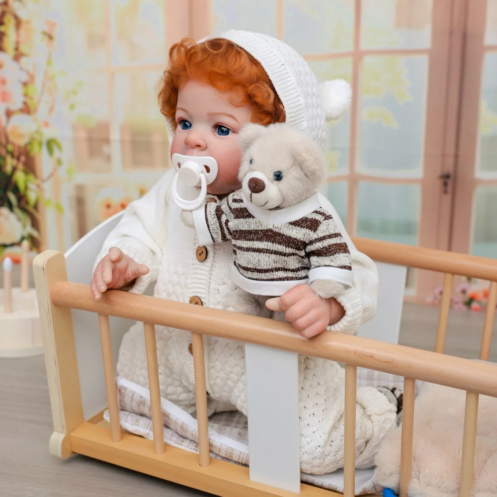 Cloveray 24 inch realistische herboren babypop kalmeren hoogwaardige vinylpop met beerpop originele baby metgezel speelgoed kindgeschenken