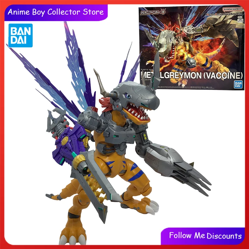 

Bandai Original Digimon Adventure Anime Figure FRS METALGREYMON VACCINE Action Figure Toys for Kids Gift Collectible Model