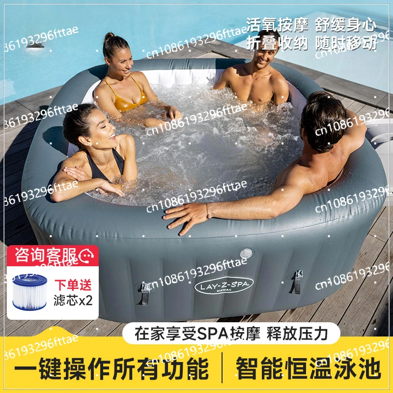 Heated Spa Inflatable Bath Household Pool Outdoor Hot Spring Bath Surfing Massage Heated Bath Bucket