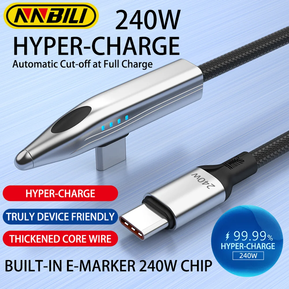NNBILI high-speed train LED light charging cable, A-C, 3AC-C65W, 6AC-C240W cables, suitable for Huawei OPPO charging data cable