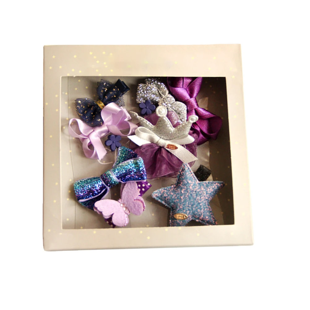 

10Pcs Baby Bowknot Hair Clips Durable Girls Hair Accessories Set Purple Gift Box Hairpins for Toddlers School Party Festival
