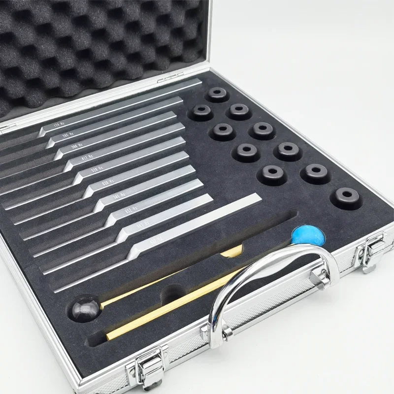 10 Sätze Stimmgabeln aus Aluminiumlegierung 174 Hz 528 Hz Stimmgabel 963 Hz 432 Hz Stimmgabel passender Basis
