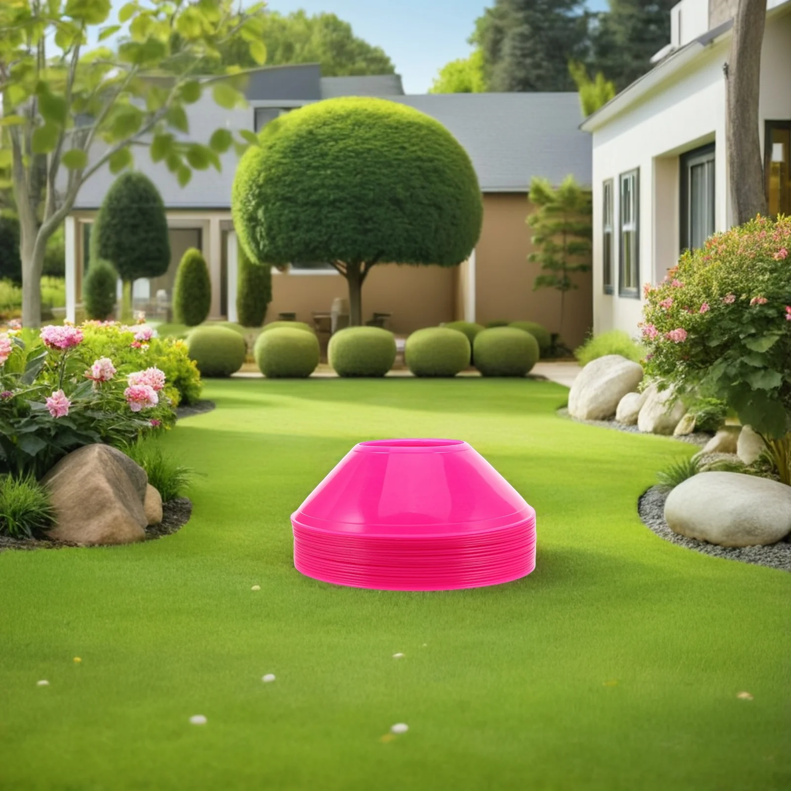 20 pçs discos de treinamento de futebol rosa 12.5cm pequenos cones de plástico esportes agilidade brocas futebol basquete patinação discos de treinamento