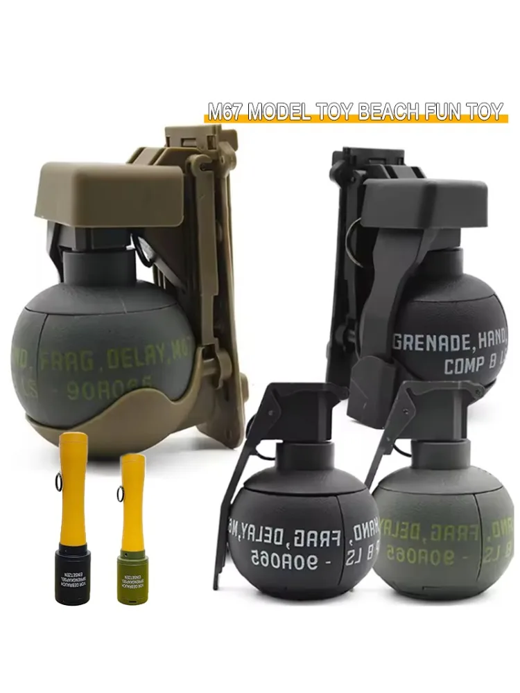 

6RG Grenade Model Toy Pull Ring Impact Grenade with 1 Bag Ammo, Tactical Airsoft Paintball Fun Toy for Adults Outdoor CS Game