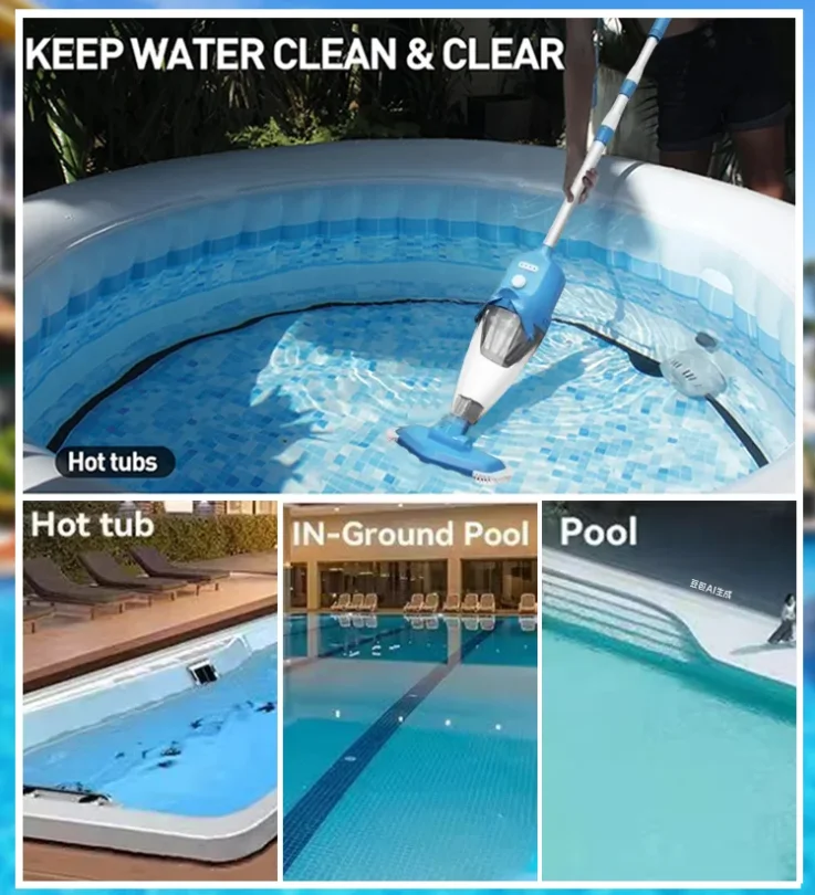 

New Handheld Pool Vacuum Cleaner, Rechargeable Pool Vacuum Cleaner for Spas Hot Tubs Small Pools Automatic Immersion Detector