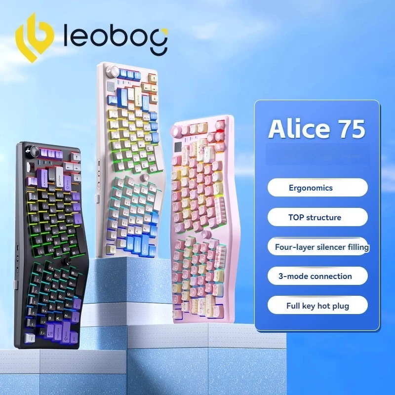 

LEOBOG Alice A75 Keyboard 83 Keys TOP Structure 75% Hot-swap Wireless/Bluetooth Tri-mode Customized PC Game Mechanical Keyboard