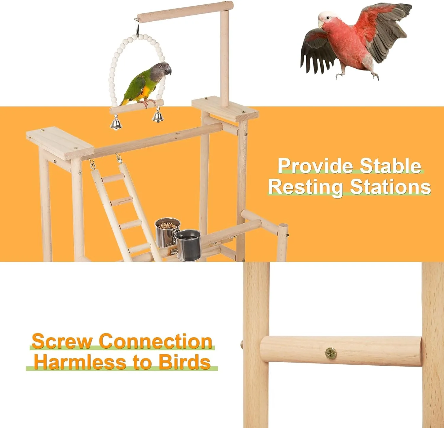 Parrot Bird Playground 3 Layer Bird Cage Accessories Parakeet Bird Play Stand for Budgerigar Finch Conures Parakeet Small Birds