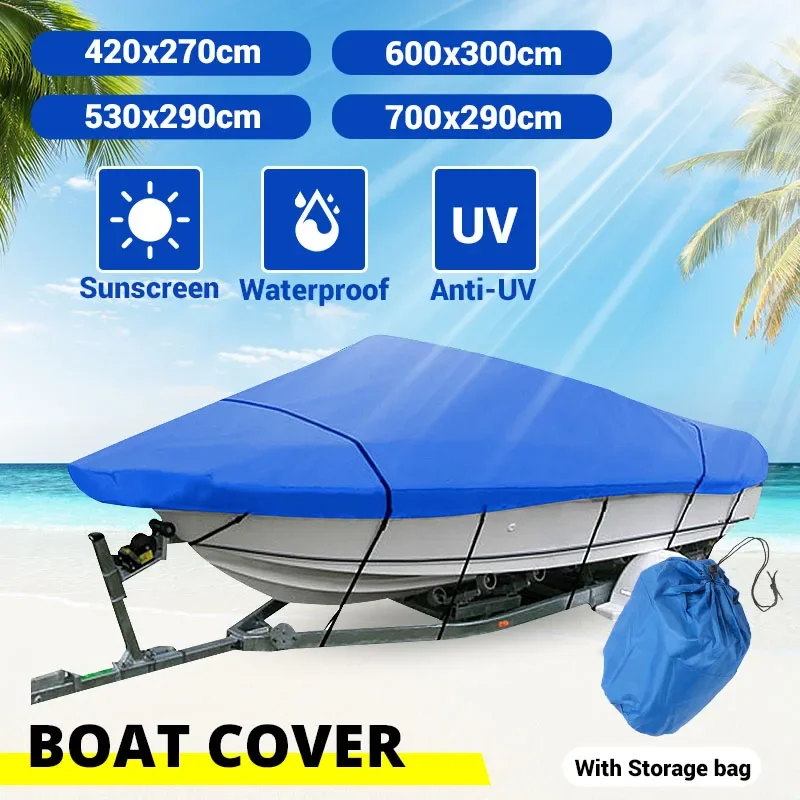 

11-22Ft Heavy Duty Boat Cover Winter Snow 210D Waterproof Sunshade Anti Scratch Dustproof Marine Cover V-hull Boat Cover