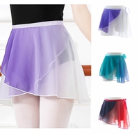 Women's Ballet Dance Wrap Skirt, Women's Dancewear Clothes, Mini Chiffon, Gradient, Gym Practice