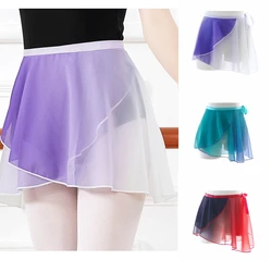 Women's Ballet Dance Wrap Skirt, Women's Dancewear Clothes, Mini Chiffon, Gradient, Gym Practice