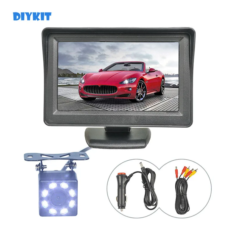 

DIYKIT Wire 4.3inch TFT LCD Backup Car Monitor HD LED Rear View Car Camera Kit Reversing Auto Parking Assistance System Kit