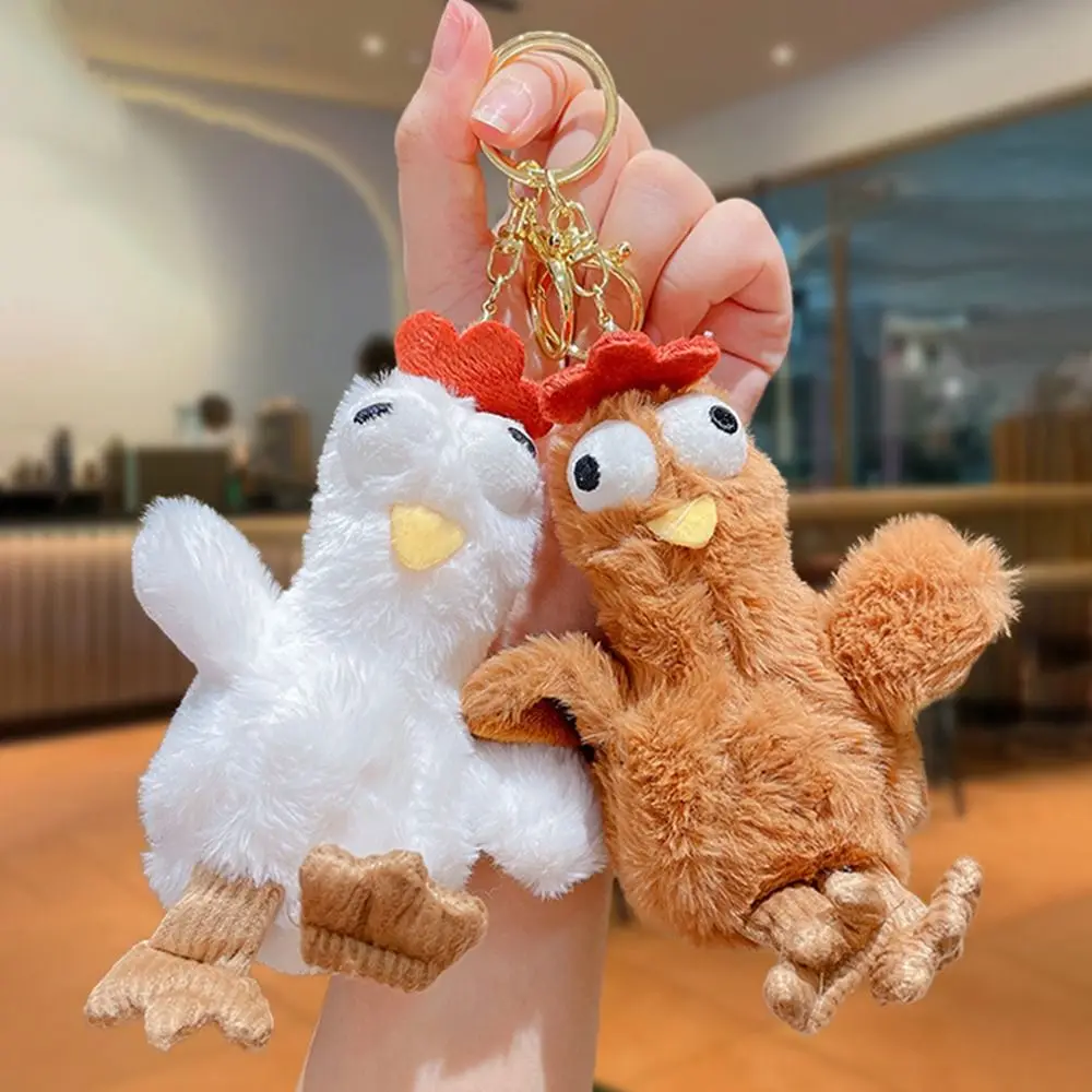 Cuddly Egg-laying Chicken Keychain Funny Plush Squeaking Plush Doll Toy Cartoon Animal Hanging Stuffed Bag Pendant Kids