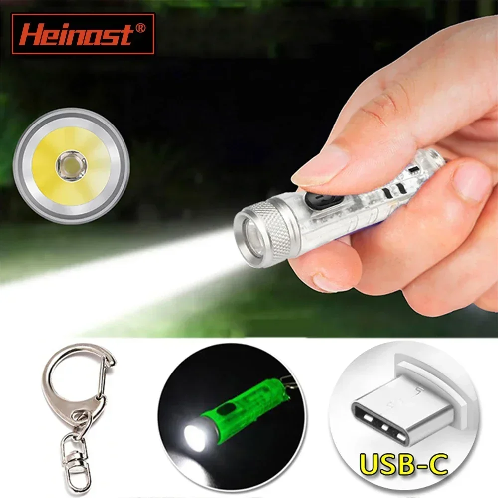 Multi-mode Mini LED Flashlight TYPE-C Fast Charge IP66 Waterproof Fluorescent Belt Clip Warning Camping Magnetic Flashlight