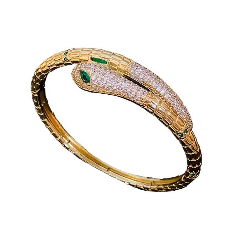 

Exquisite Zircon Snake Bracelet for Women Fashion Gold Plated Zircon Bracelets Girls Bangles Personalized Daily Jewelry Gifts