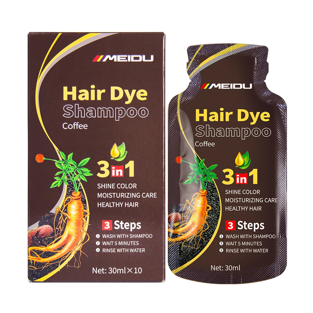 30ml Hair Dye Shampoo 3in1 Darkening Hairs Instant Gray To Black Polygonum Multiflorum Natural Coloing Cover for Women