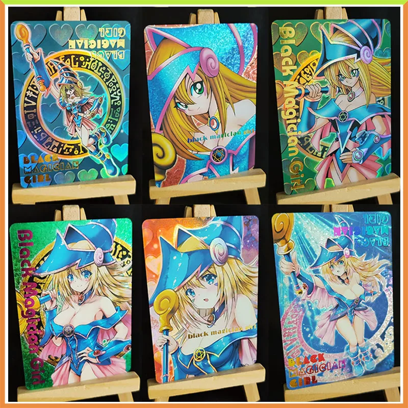 

Anime Yu-Gi-Oh DIY ACG Laser Tabletop Fighting Games Flash Cards Toys for boy Black Magician Girl Collectible Card Birthday Gift