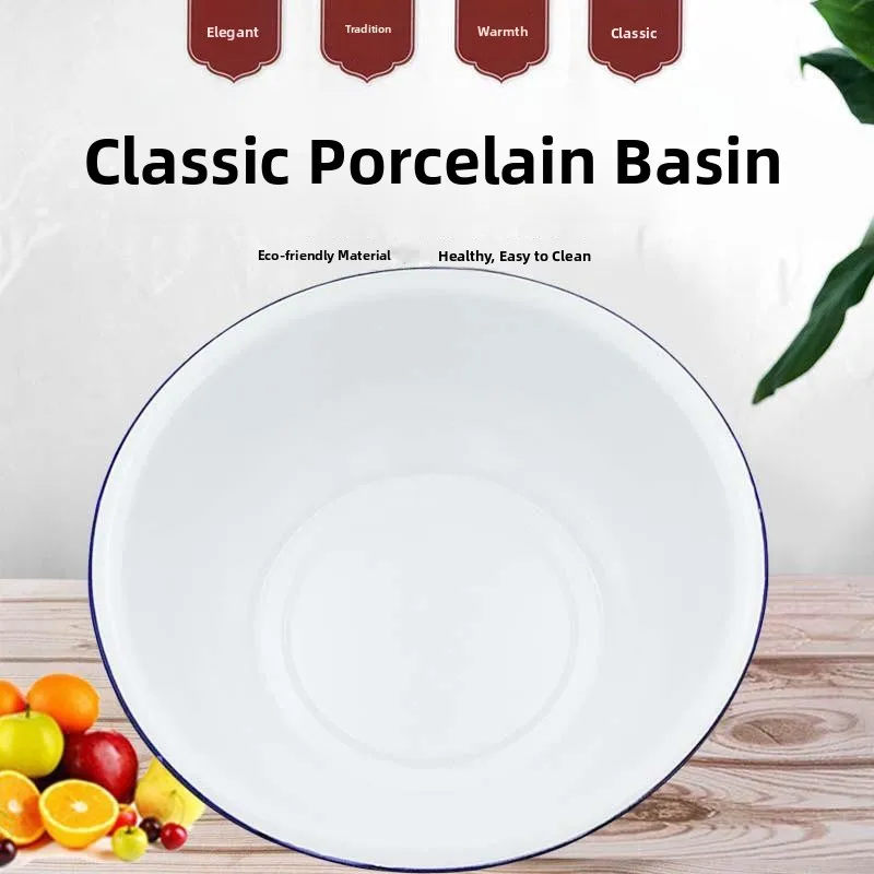 Bol à soupe classique rétro en émail profond avec bol à usage domestique roulé, plateau alimentaire en porcelaine, assiette à soupe, bol à riz en porcelaine
