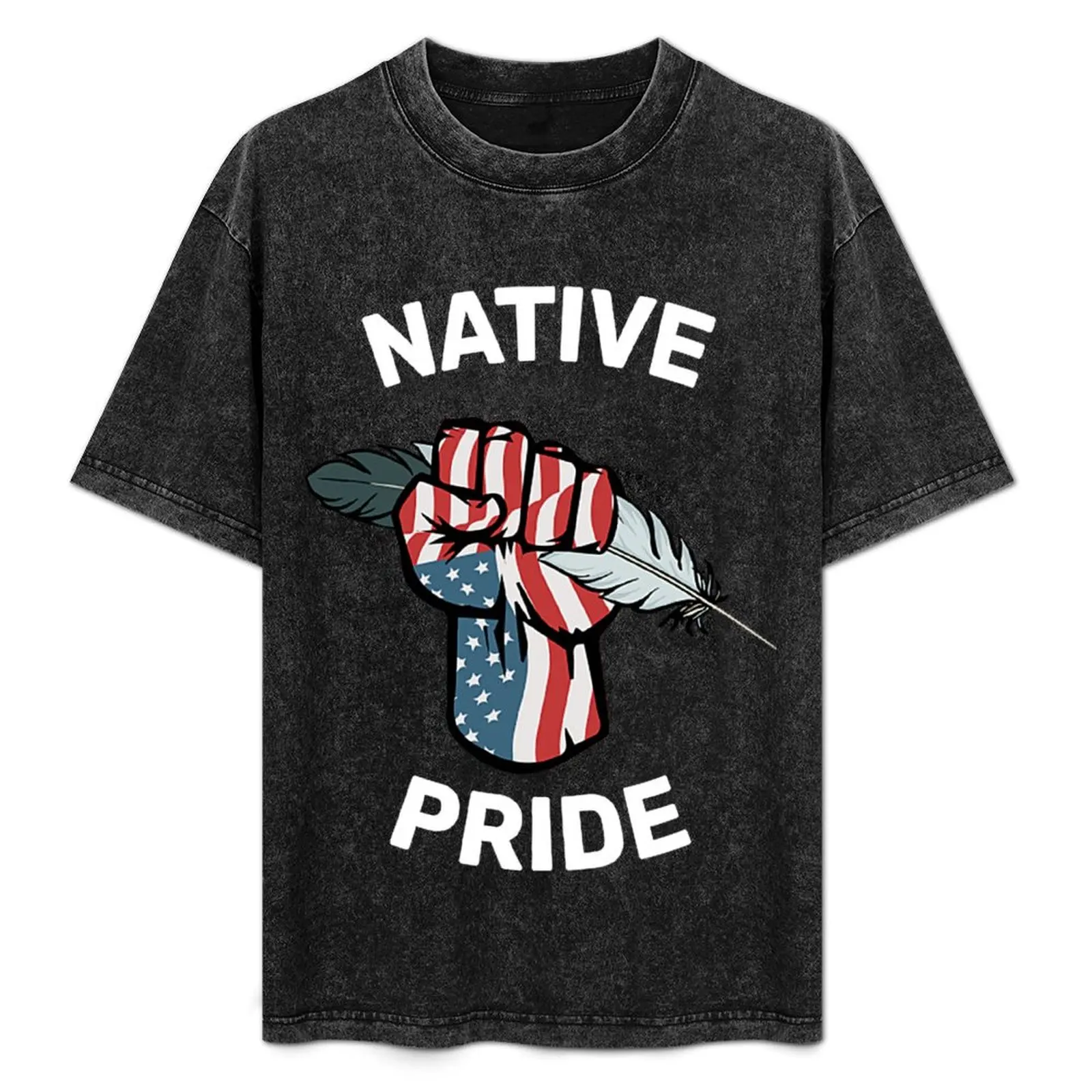 

Native Pride fist and feather T-Shirt Regular Fit Plain Tee Shirt