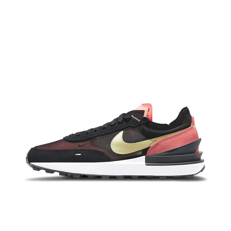 Nike Waffle One Casual Shoes Women's Low Top Black/Pink/Gold DC2533-002