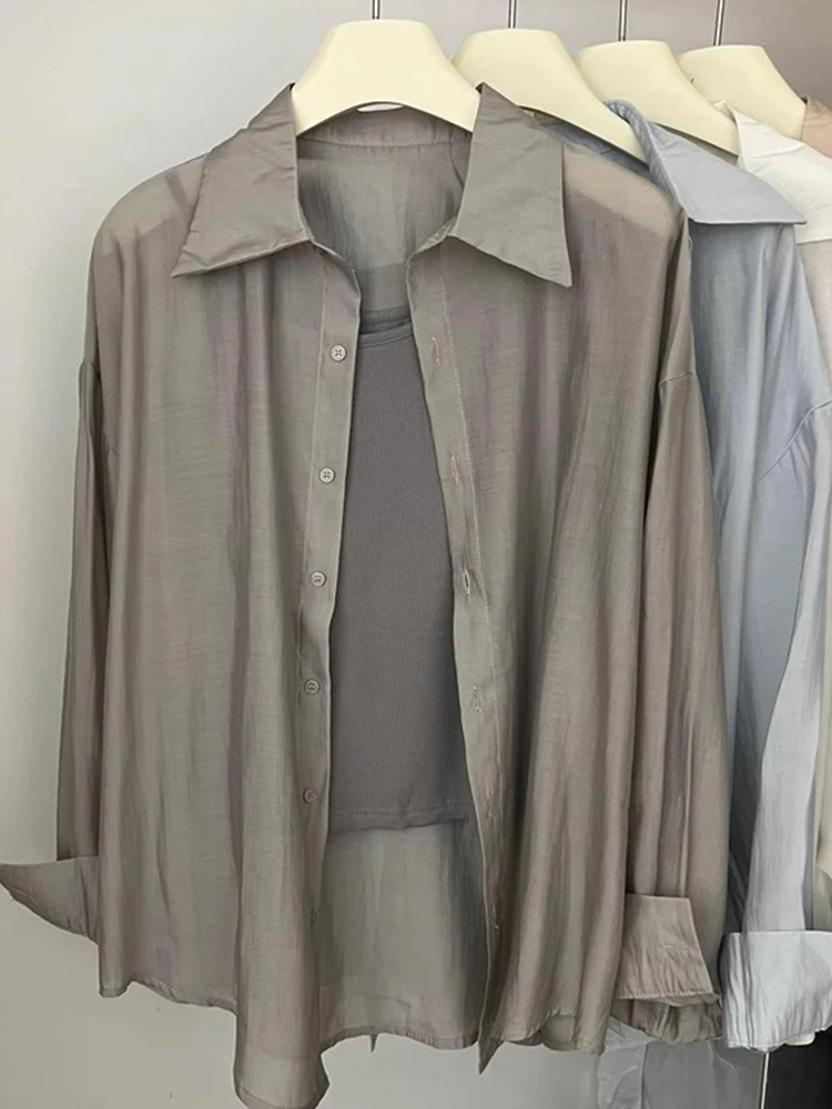 Ele Comfortable Breathable Cool Lightweight Sun Protection irt Casual Slim Long Sve Women's Top Sli Design Autum...