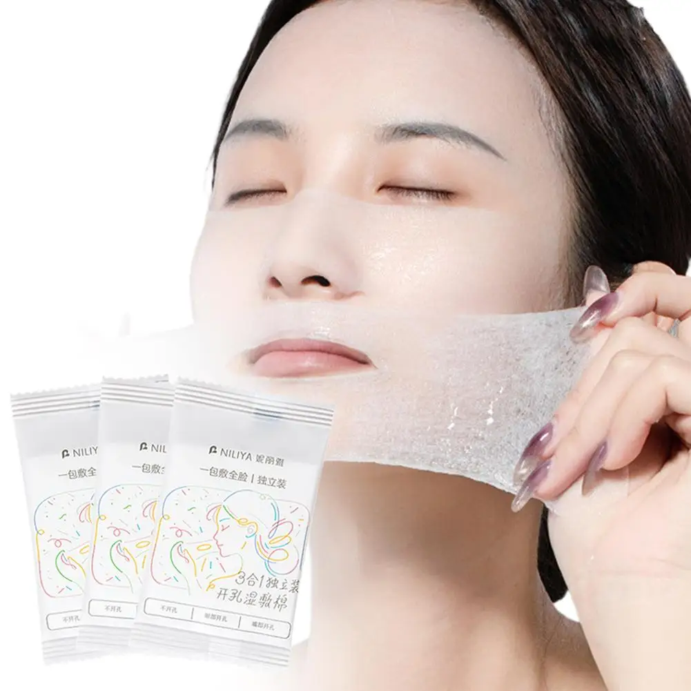 3 في 1 نعومة من القطن الخالص، قطن مكياج مضغوط رطب للتنظيف، مرطب ومهدئ، متعدد التأثيرات للعناية بالبشرة