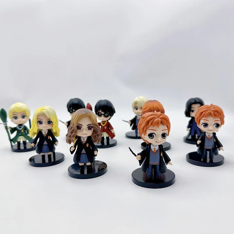 10Pcs/Set Harry Potters Figures Anime Q Version PVC Doll Toys Movies Car Cake Decoration Birthday Christmas Gift