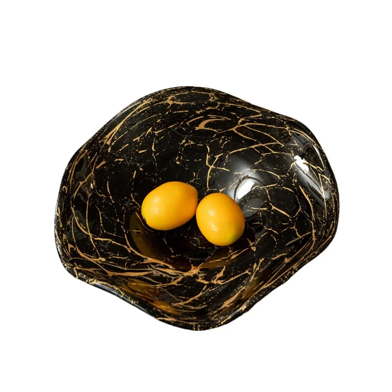 High-end Italian light luxury glass fruit plate, tea table and snack fruit basket model room ornament