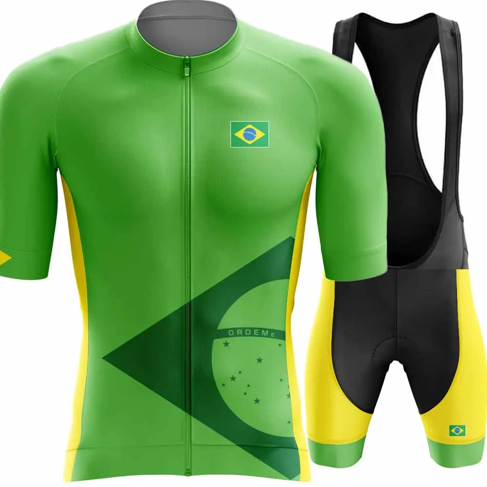 2023 Brazil National Team Cycling Jersey Set Brazilian Flag Clothing Road Bike Shirts Suit Bicycle Bib Shorts MTB Ropa Maillot