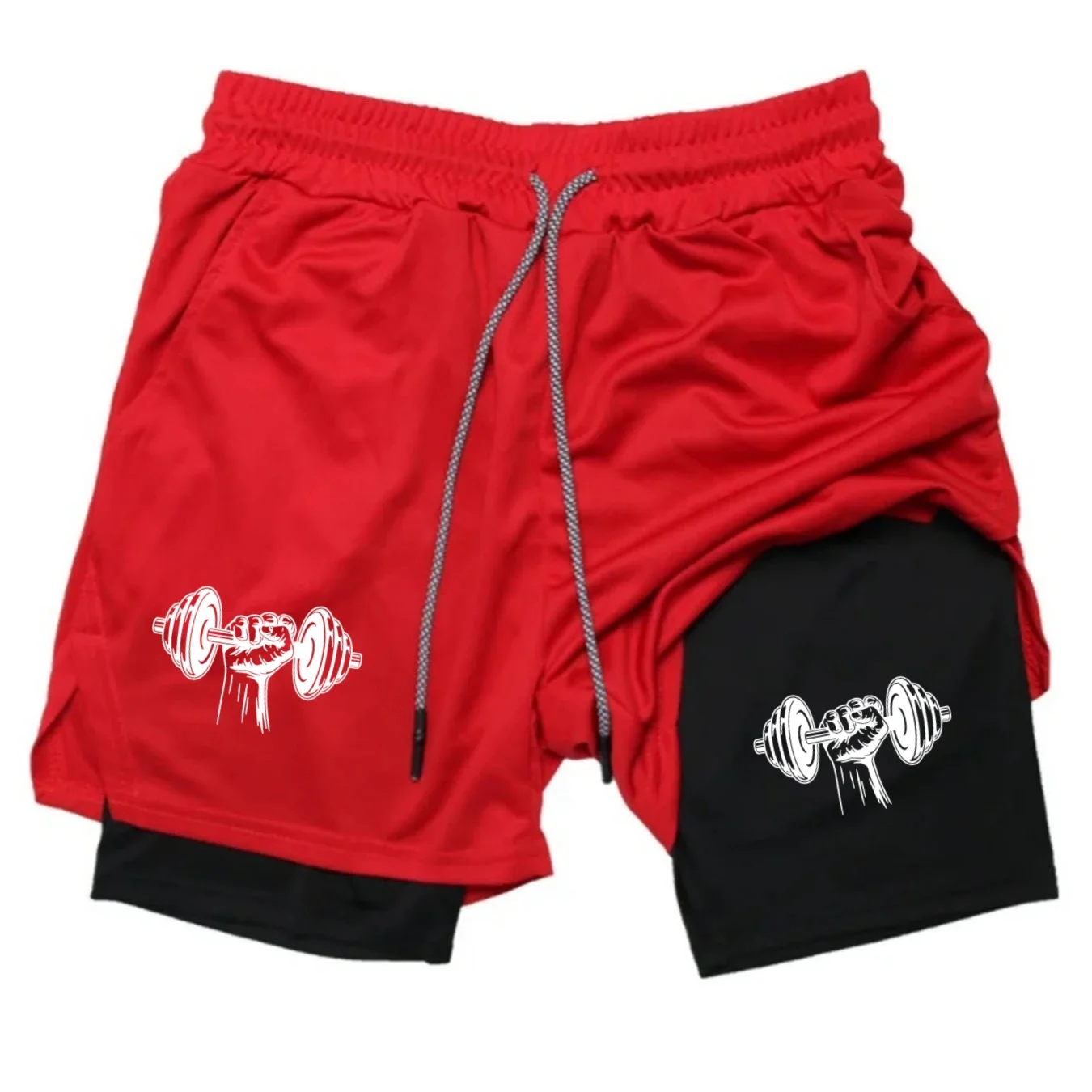 Breathable Summer 2-in-1 Double-Layer Shorts, Men's Stretch Compression Shorts, Quick-Dry Multifunctional Indoor Fitness Shorts
