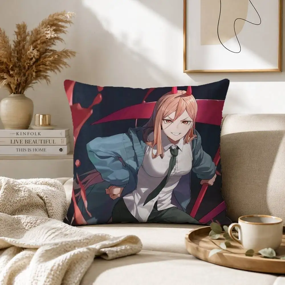 Anime Chainsaw Man Power Pillow Case for Sofa Living Room Home office Decor Protective Cover