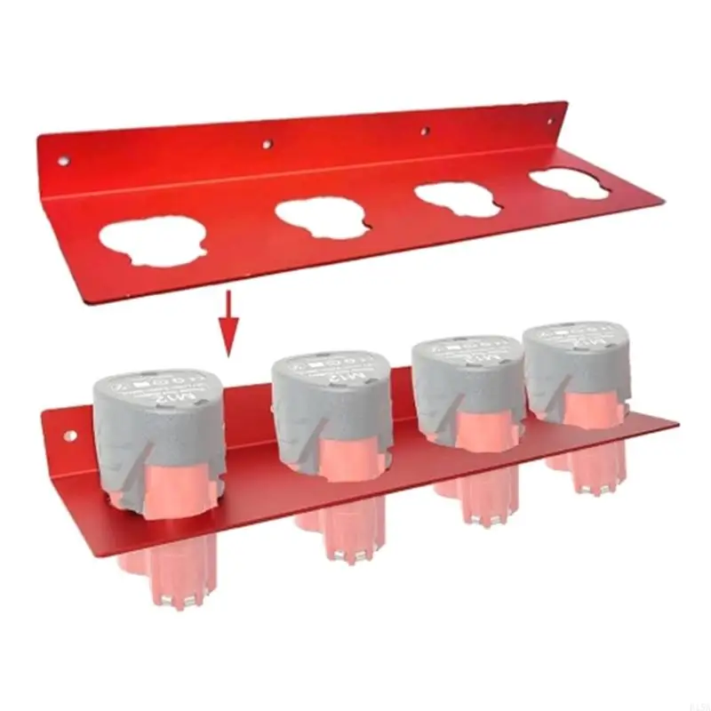 E15A Wall Mount 4 Slot Battery Holder for Drill Tool Battery Easy Storage