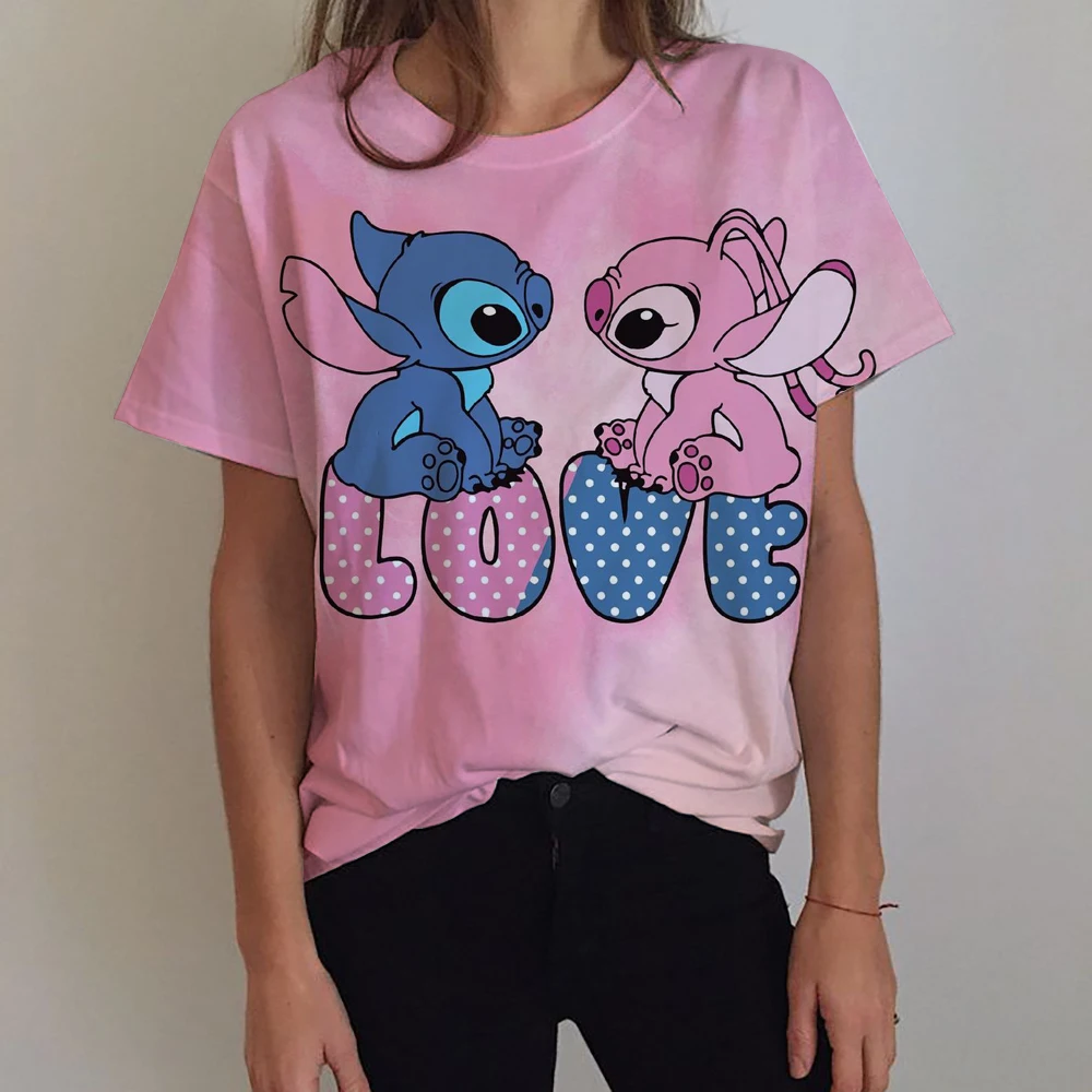 

Disney Gothic Stitch 2025 Funny Cartoon T Shirt Women Lilo Stitch T-shirt Graphic Tshirt Hip Hop Top Tees Female Clothes