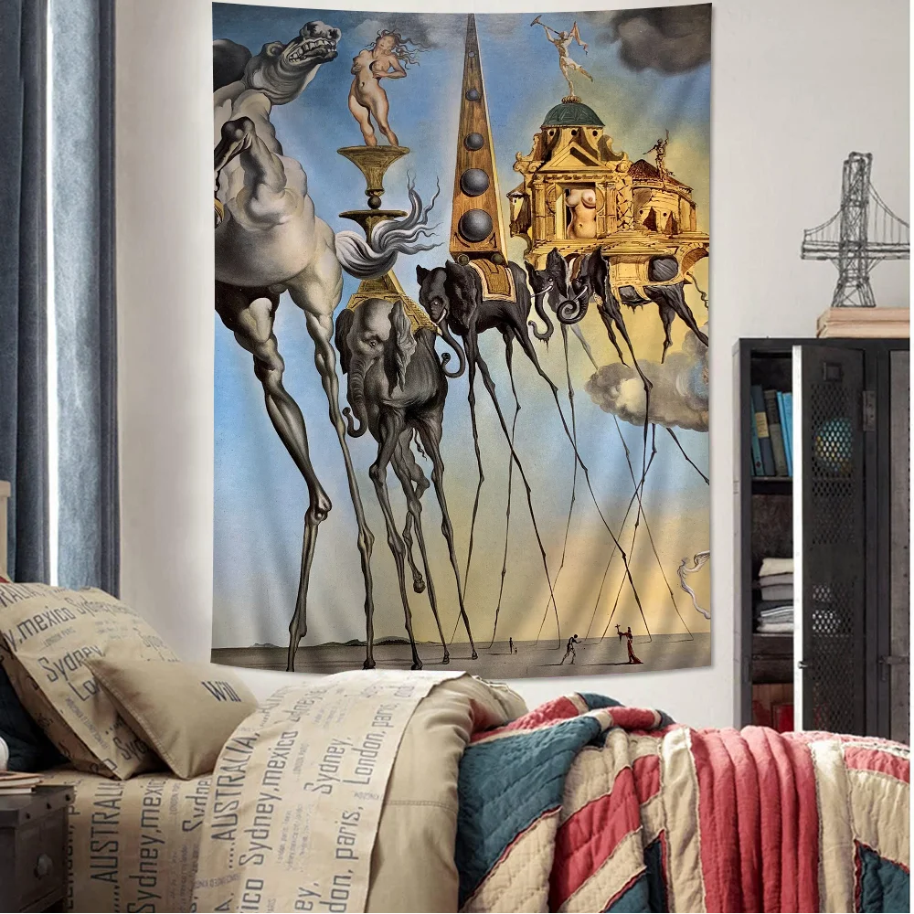 Surrealism Famous By S-Salvador D-Dali Colorful Tapestry Wall Hanging Hanging Tarot Hippie Wall Rugs Dorm Art Home Decor