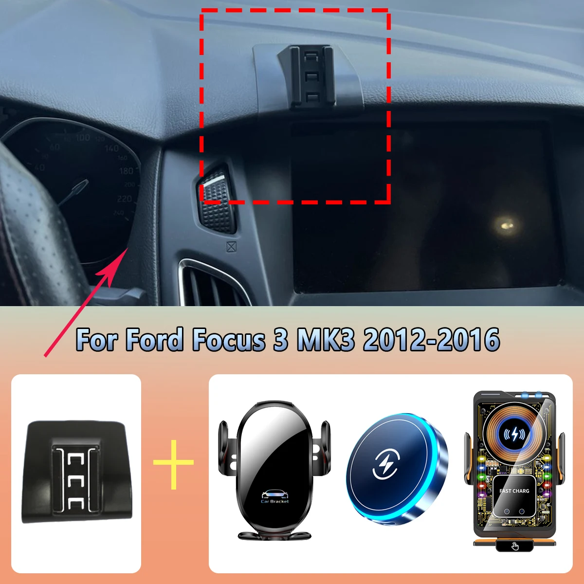 Car Phone Holder Vent for Ford Focus 3 MK3 2012 2013 2014-2016 Wireless Charging Car Phone Charger Rack for MagSafe Accessories
