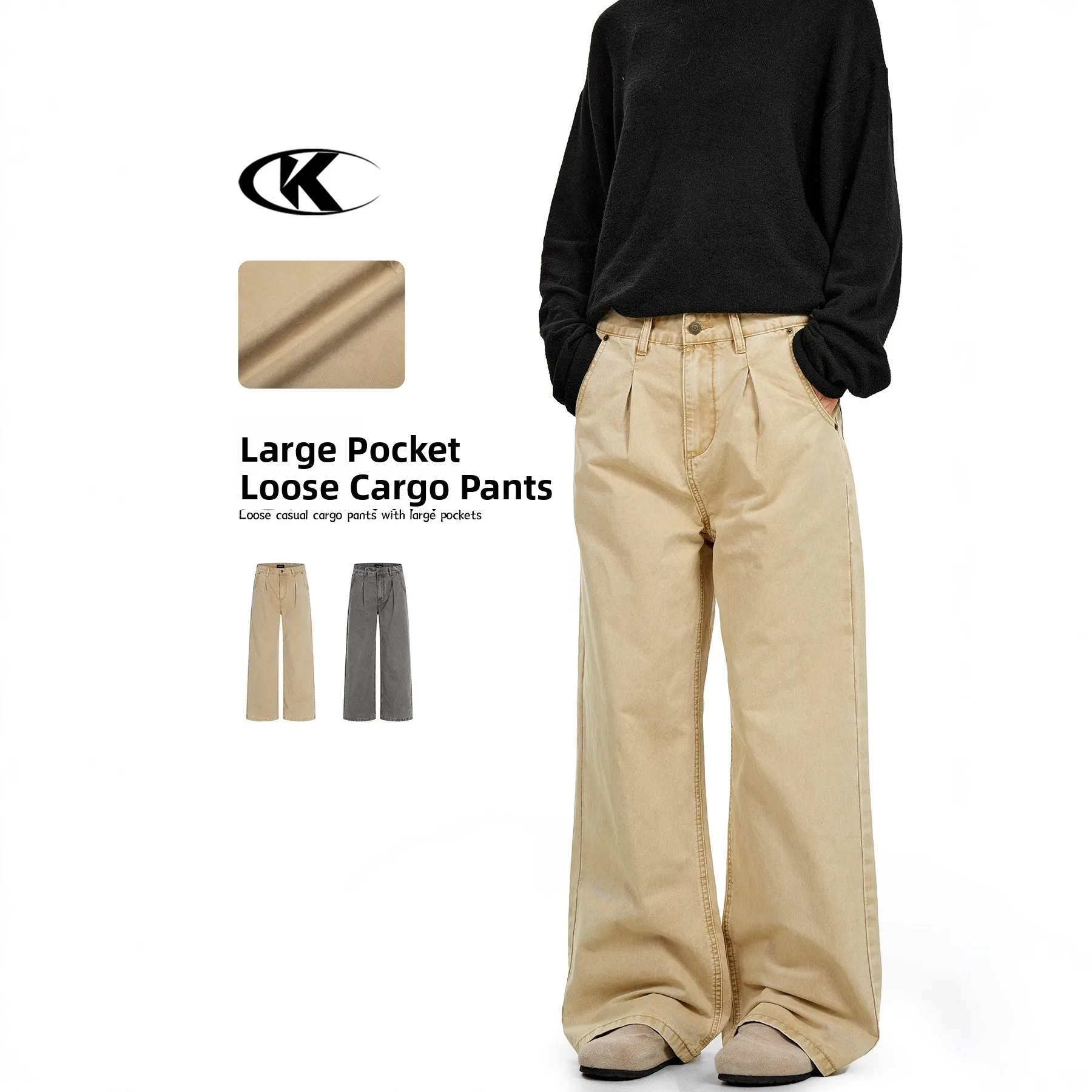 

Американские ретро-брюки из хлопка, широкие, свободные, повседневные, нейтральные, приталенного силуэта, с множеством карманов, длинные.