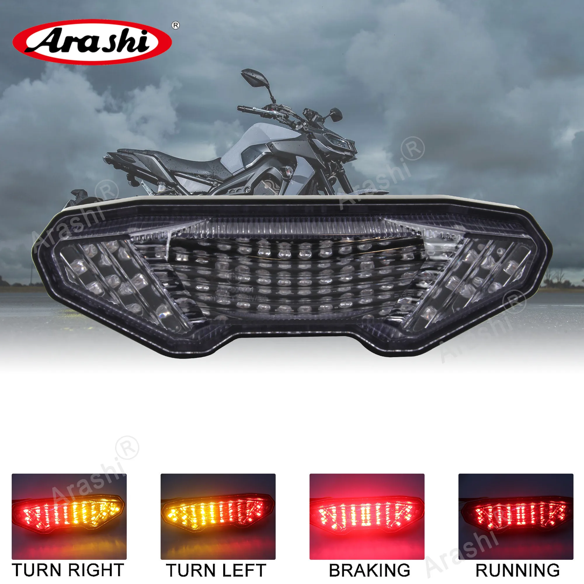 

Arashi Rear Stop LED Taillight For YAMAHA FZ09 FZ-09 MT09 MT-09 FZ MT 09 2014 Brake Turn Signals Integrated Tail Light Lamp