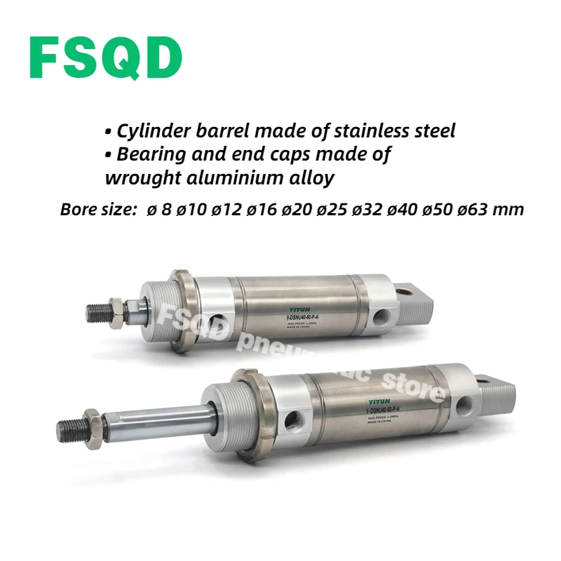 DSNU-10 16 20 25 32 40-5 10 15 20 25 30 40 50 60 70 80 100 125 150 160 200 250 300-ppv-a Yiyun Cilinders Dsnu Serie