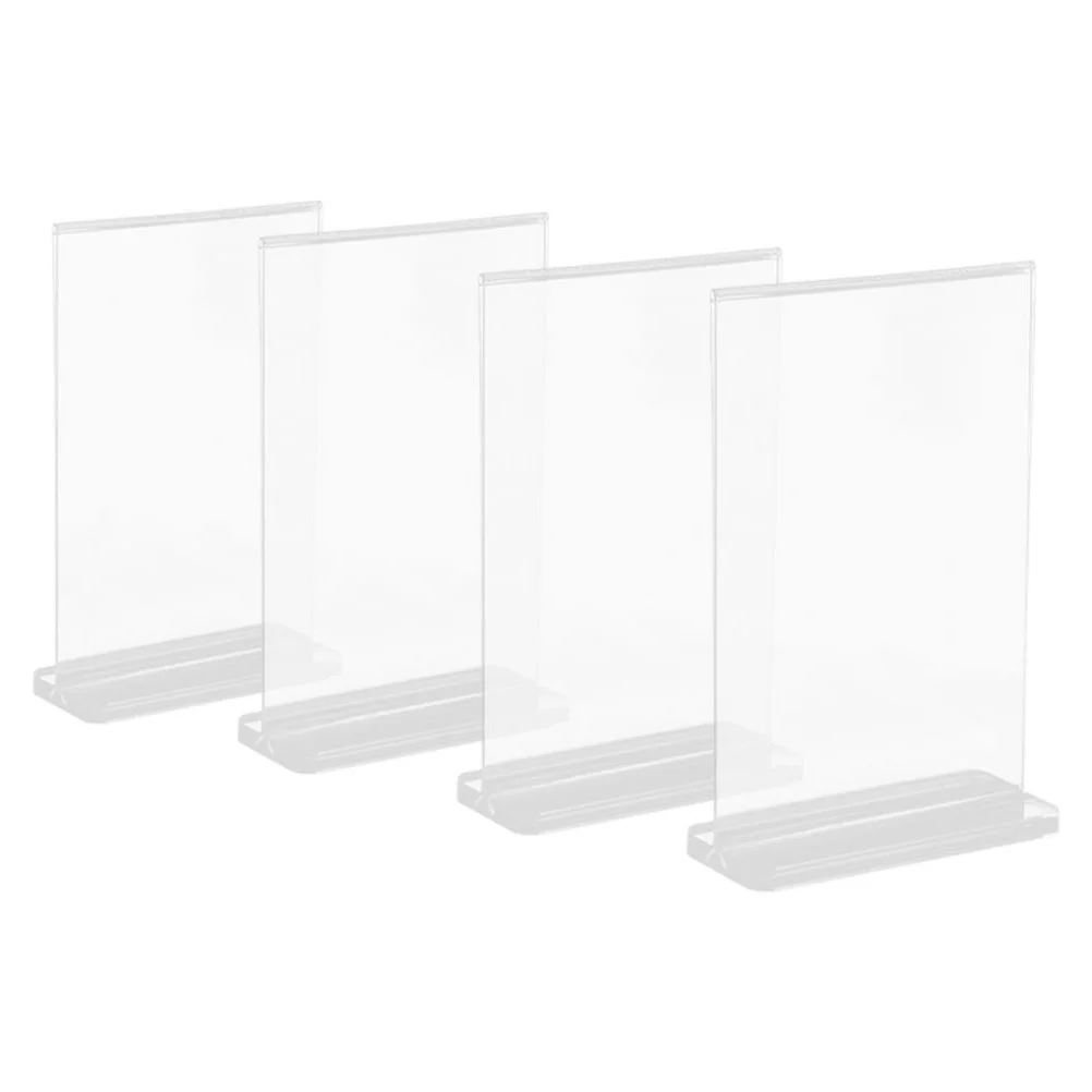 Display Stand Menu Titular para Mesa Desktop, Acrílico Etiqueta Rack, Poster Stands, 4 Pcs