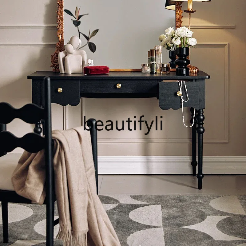 

French retro solid wood dresser, premium light luxury desk, classical solid wood makeup table