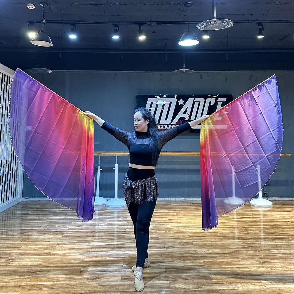 2pcs-semicircle-chiffon-flag-gradient-praise-worship-dance-angel-wing-thin-flowy-lightweight-with-rod-church-banner-prophetic