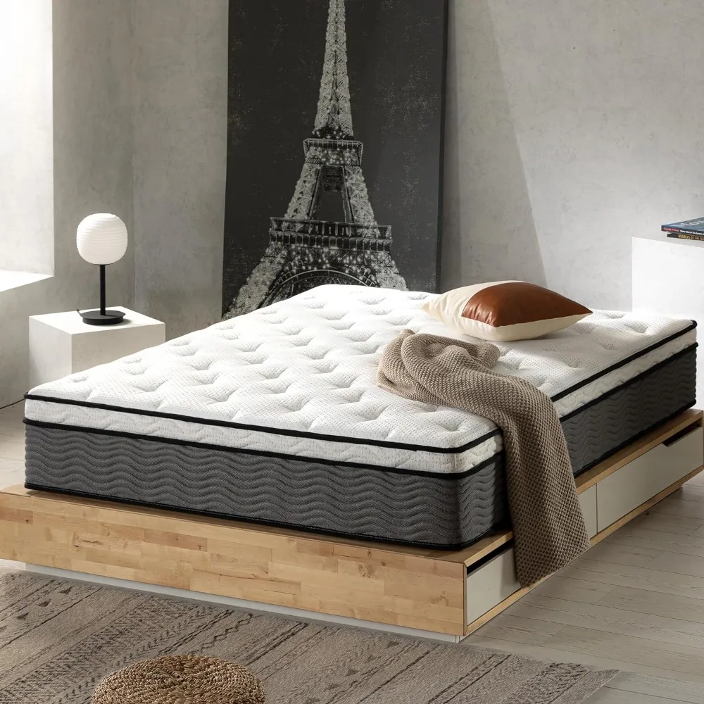 

Support Hybrid Mattress, 12-inch, Fiberglass-Free, Medium Comfort, Motion Isolation, Safety Foam and Fabric, Mattress in A Box