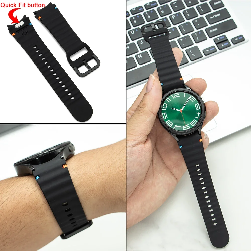 Original Silicone Strap for Samsung Galaxy Watch 7/6/5/4/classic/Pro 40mm 44mm No Gaps Sport Bracelet correa Galaxy watch 7 Band