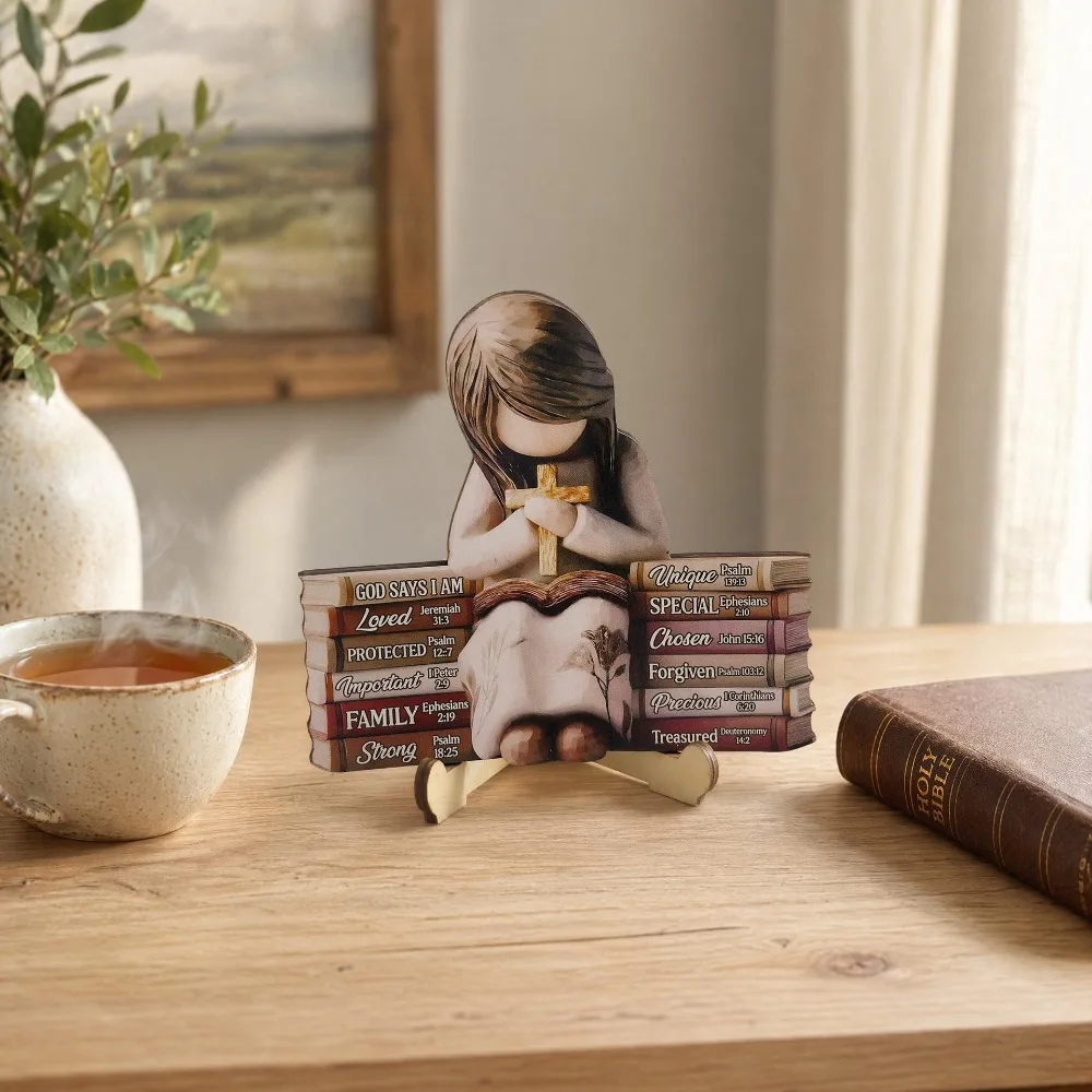 Reading Girl Wooden Bookshelf Decor