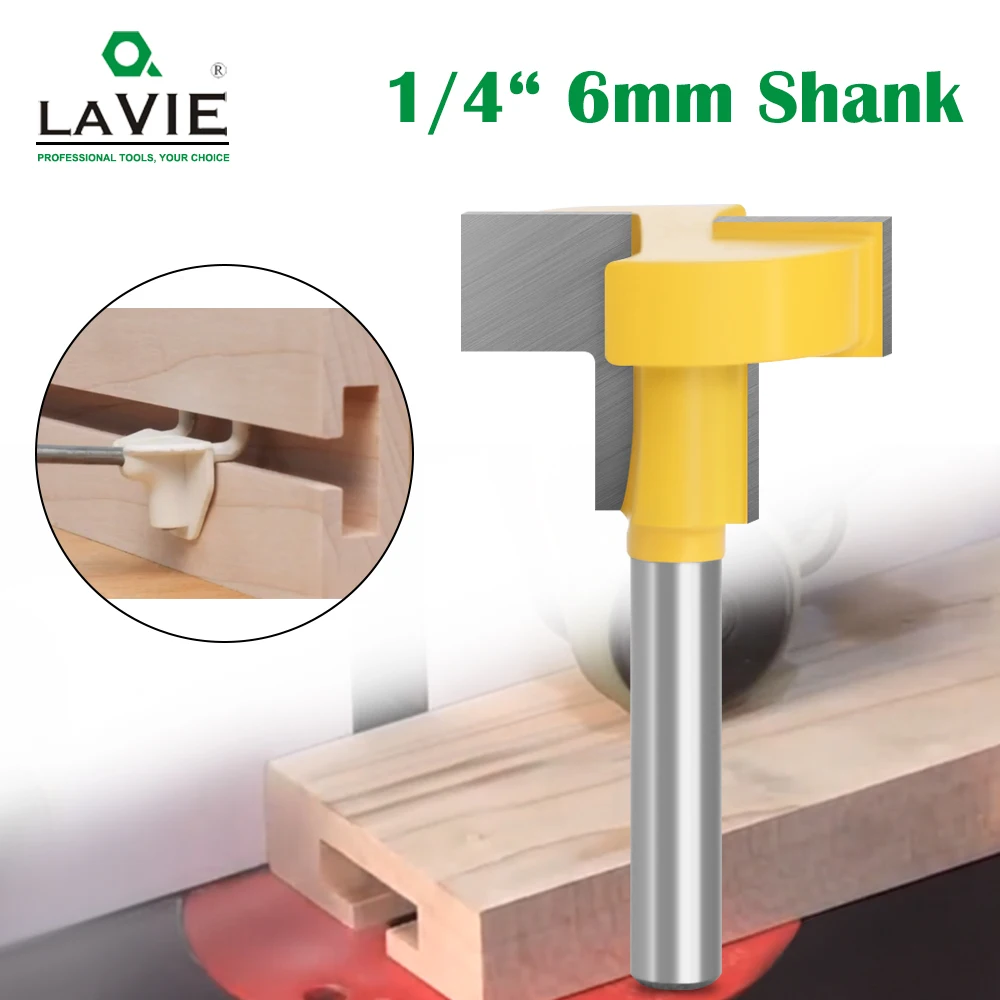 

LAVIE 6mm 6.35mm Shank T-Slot Milling Straight Edge Slotting Knife Cutter Router Bits Milling Cutting Handle for Wood Working