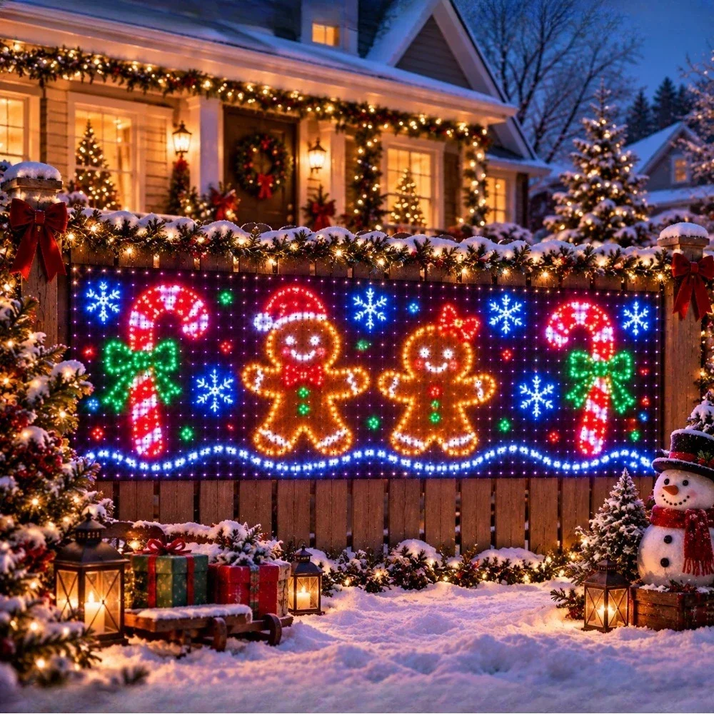 Christmas Net Lights Set DIY Pixel Design Bluetooth RGBIC Connectable Multicolor Outdoor Backyard Decoration