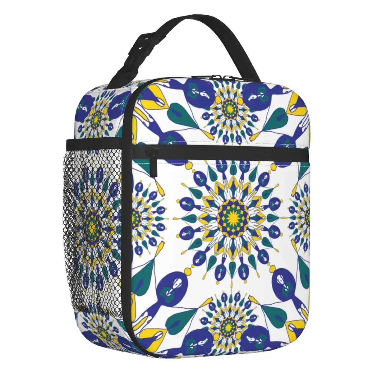 

Moroccan Tiles Thermal Insulated Lunch Bags Bohemian Floral Style Portable Lunch Tote Outdoor Camping Travel Storage Food Box