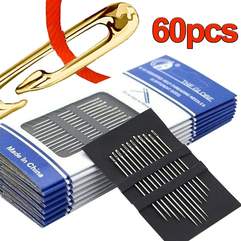 노인 바늘 측면 구멍 바느질 바늘, 블라인드 바늘, 가정용 스테인레스 스틸 DIY 의류, 셀프 스레딩 바늘 