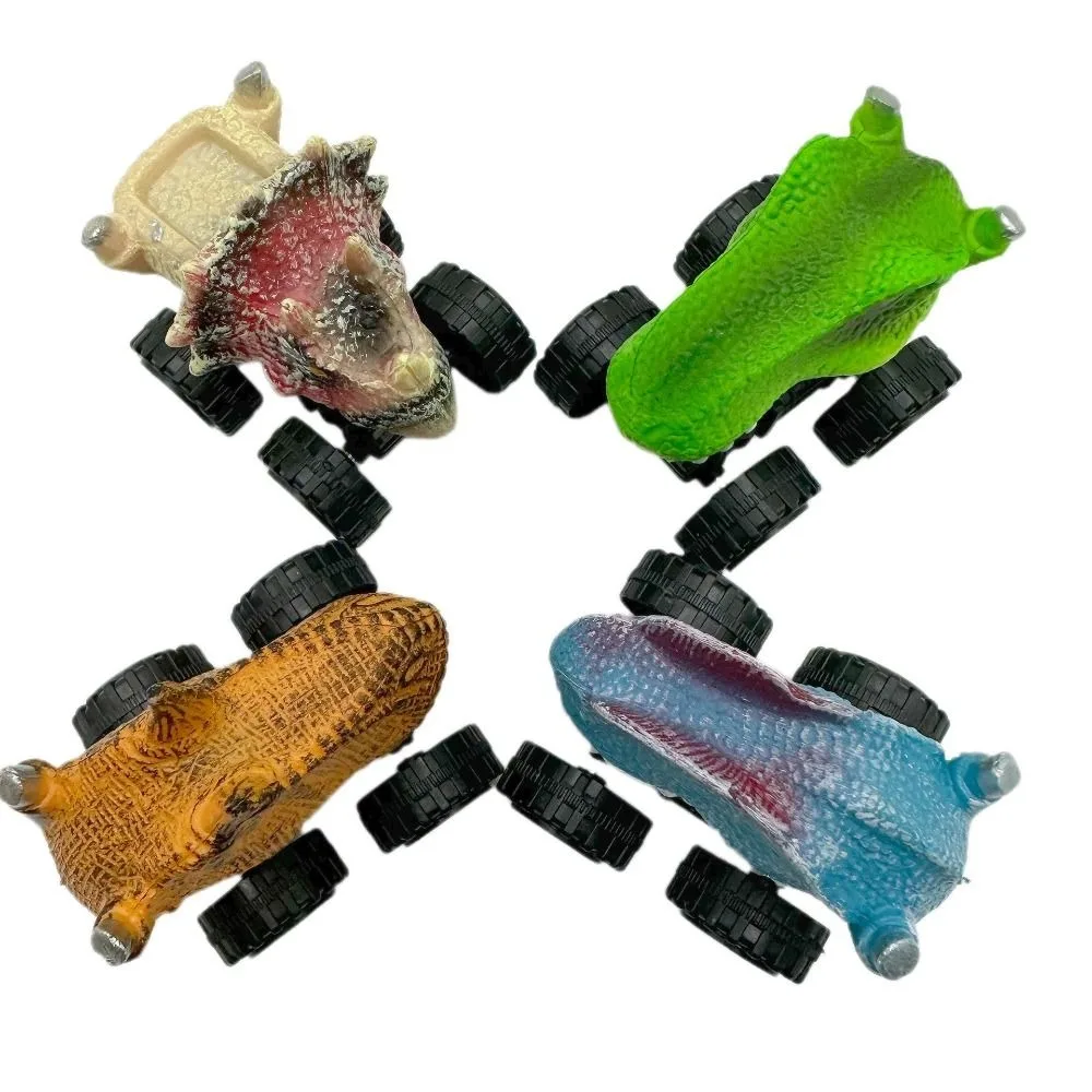 4pcs Creative Press and Go Car Toy Cute Montessori Dinosaur Inertia Car Toy Mini Cool Dinosaur Pull Back Toy Car Birthday Gift